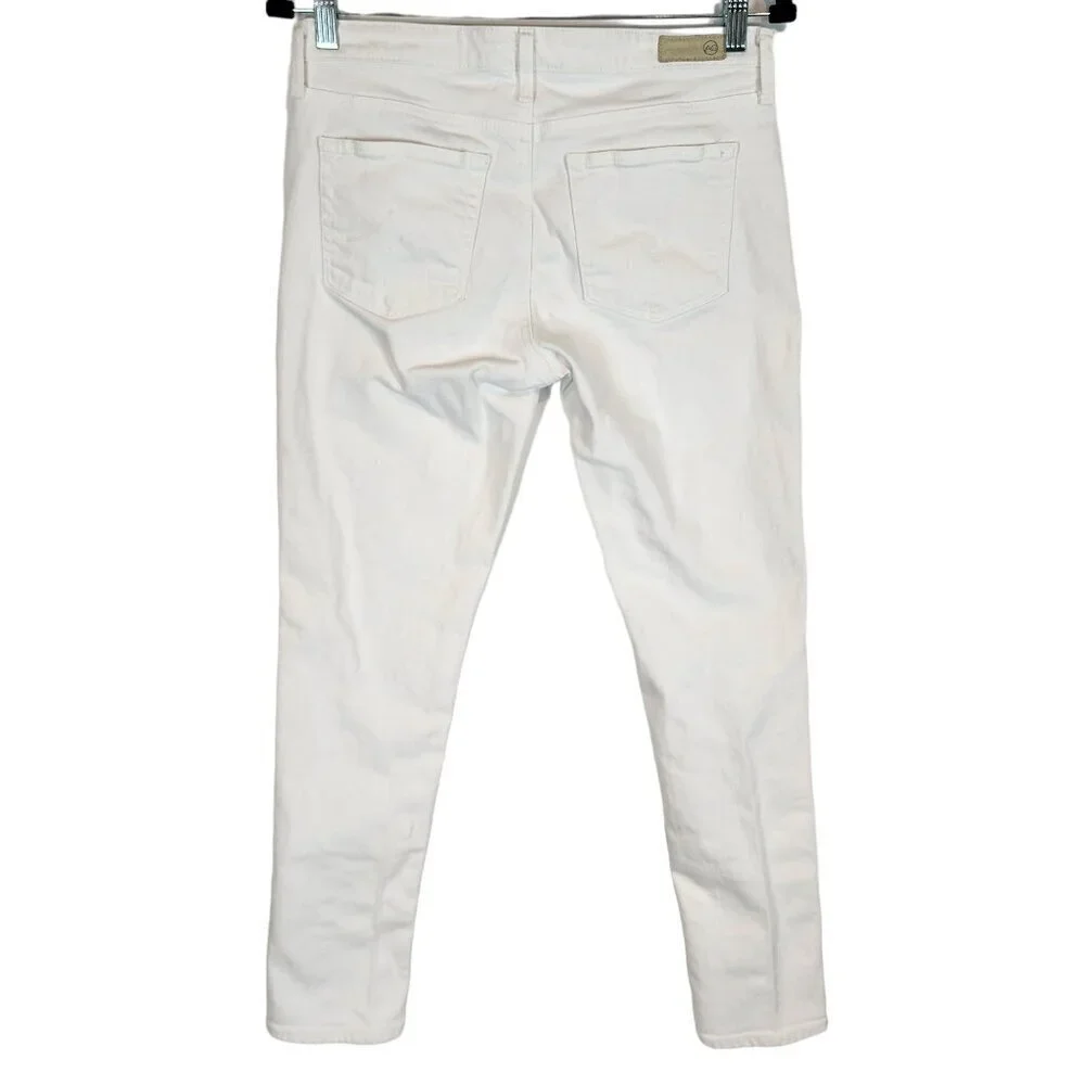 AG Adriano Goldschmied Prima Cigarette Leg Denim Jeans White Dover Stretch Denim